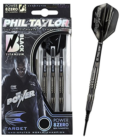 20 g Dartset (3 Stk) Power 8Zero Black Titanium Phil Taylor Target