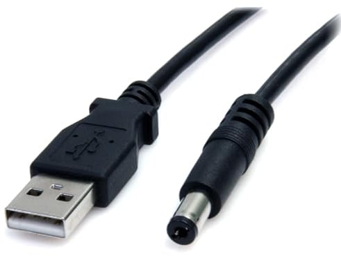 StarTech.com 2m USB to Type M Barrel Cable - USB to 5.5mm 5V DC Cable - USB to Barrel Jack 5V DC Plug (USB2TYPEM2M) Black