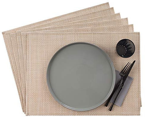 APS 60014 Sets von 6 schmalbandigen Platzdeckchen, 45 x 33 cm, Beige
