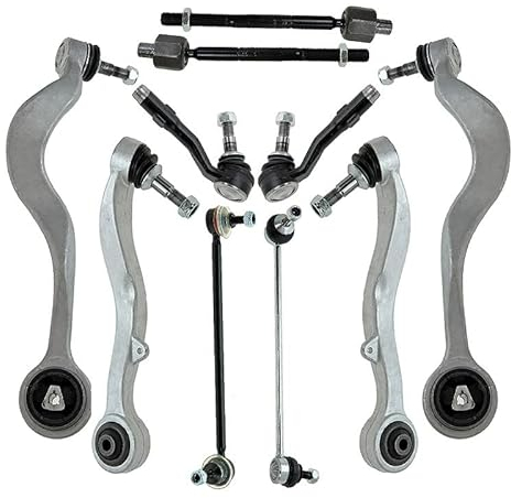 BESTPRICE 2x Querlenker Vorderachse unten hinten, 1x Querlenker Vorderachse unten vorne, 2x Koppelstange, 2x Spurstangenkopf, 2x Axialgelenk Kompatibel mit BMW 5er (E60), 5 Touring (E61)