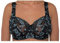 Gemm Ladies Black Turquoise Embroidered Large Bosom Lace Underwired Firm Bra Plus Size Cup (38 G)