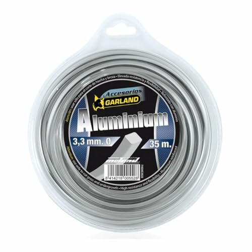 Garland 71024C3533 - Dispensador nylon “aluminiun” cuadrado con partículas de aluminio 35 m./3,3 mm. Ø para Desbrozadora