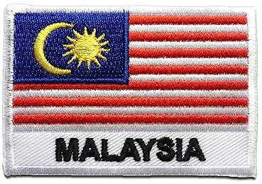 Malasia Bandera - Parches Termoadhesivos Bordados Aplique Para Ropa, Tamaño: 5,1 x 7,1 cm, Farbvariante:blanco
