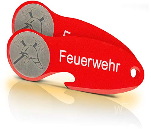 Einkaufswagenlöser Code24 Feuerwehr F2 / Schlüsselanhänger Einkaufschip mit Schlüsselfundservice/Abziehbarer Einkaufswagenchip Metall, Chip Einkaufswagen, Key Finder / 2 Stück