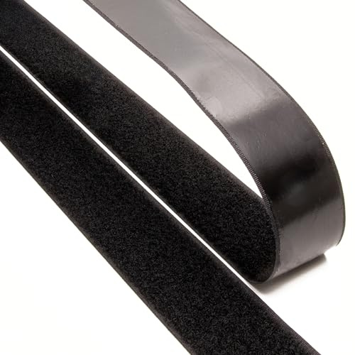MASHPAPER Klettband selbstklebend 25 m | weiß oder schwarz | Breite frei wählbar | Flauschband oder Hakenband (30 mm Flauschband, schwarz)