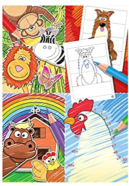 Henbrandt 12x Mini Colouring Books for Kids A6 Animal Activity Book Colouring Fun Party Bag Boys and Girls Colouring Books