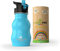 Greens Steel Botella de Acero Inoxidable para Niños - 350ml, Azul I Tapa Mejorada Contra Fugas con Pajita y Asa I Botella de Agua para Niños Sorbe Fácil I Botella Ecológica de Bebida