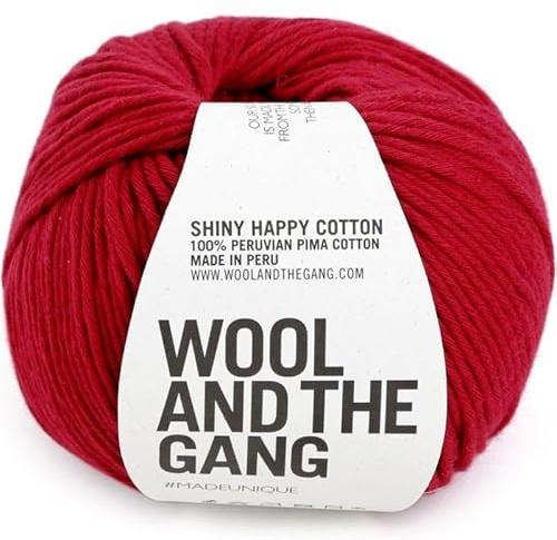 Knitting Wool and the Gang Shiny Happy Cotton Aran - Plain Crochet Yarn - 10 Ply - 95 True Blood Red