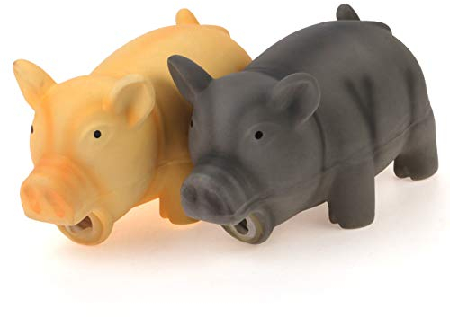 Chiwava 2 Stück 16,5 cm Quitschende Hundespielzeug Latex Schwein GRUNTING Tier Sound Welpen Kauen Interaktives Spiel für Medium Hunde