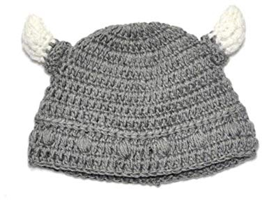 Deanyi Baby Bull Horn Mütze Handmade Knitting Viking Hut Rind Horn Kappe für Jungen Mädchen Grau Kleidung