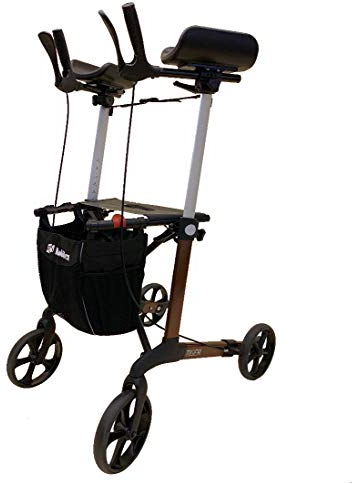 FabaCare Arthritis Rollator Set Tiger, pannensichere Softräder, drehbare Armauflagen, faltbarer Alurollator, höhenverstellbar, mit Tasche, mit FabaCare Sicherheitsreflektoren