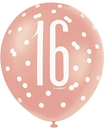 Stunning 16th Rose Gold Latex Balloons (30cm) - Perfect for Birthday, Annivesaries & Memorable Celebrations - 6ct