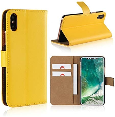 Smart Fit Sport Leather Case for iPhone - SFS Leather Wallet Case for iPhone X/XS 4/4S 5/5S 5C 6/6s 6 Plus 7/8 7 Plus/8 Plus 8 Plus, Leather, Yellow, For iPhone 6 Plus