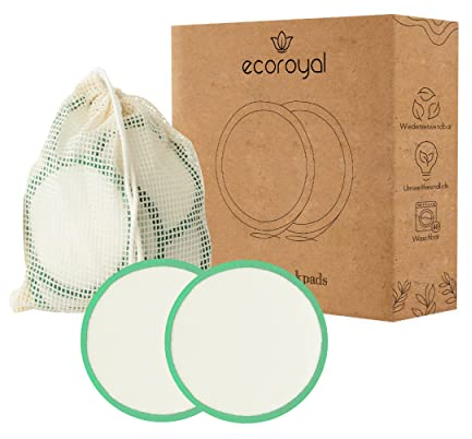 Ecoroyal® Abschminkpads waschbar |10 Wiederverwendbare Wattepads aus Bambus und Baumwolle | 2-Lagen |INKL. Wäschenetz | Kosmetikpads zur Make-Up Entfernung I
