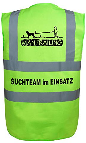 Mantrailing Warnweste Hundesport Sicherheitsweste Suchteam im Einsatz (Motiv 2) (XL, Grün)