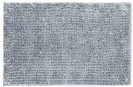 Bobli Super Soft Chenille Bobble Bath Mat Non Slip 50 x 80cm – Deep Pile, Ultra Absorbent, Quick Dry Bathroom Rug (Dove Grey)