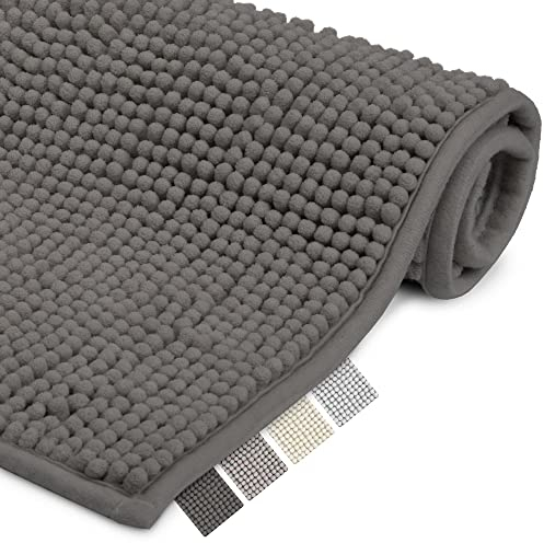 Beautissu Badematte rutschfest 70x100 cm Chenille Badezimmerteppich Groß Flauschig Badteppich rutschfest waschbar Badvorleger Bad Teppich Badezimmer Duschvorleger Badematte Anthrazit – BeauMare WR