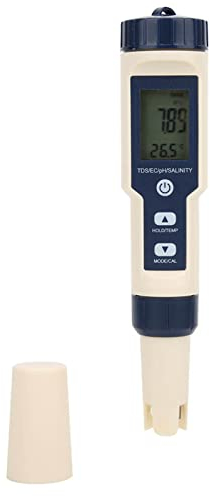 Multifunktionaler Wasserqualitätsprüfdetektor, (5 in 1) Tragbares digitales PH/Salzgehalt/Temp/TDS/EC-Messgerät