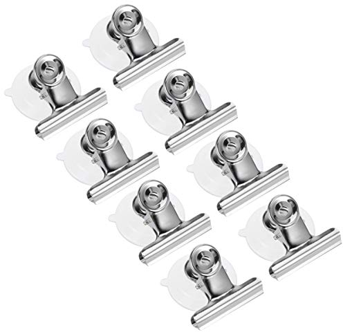 UPKOCH 8 Pcs Suction Cup Clips, Stainless Steel and PVC Heavy Duty Suction Clips for Bathroom, Sign Holding, Window Display, and Towel Holder, 1.77x1.97x0.79 in