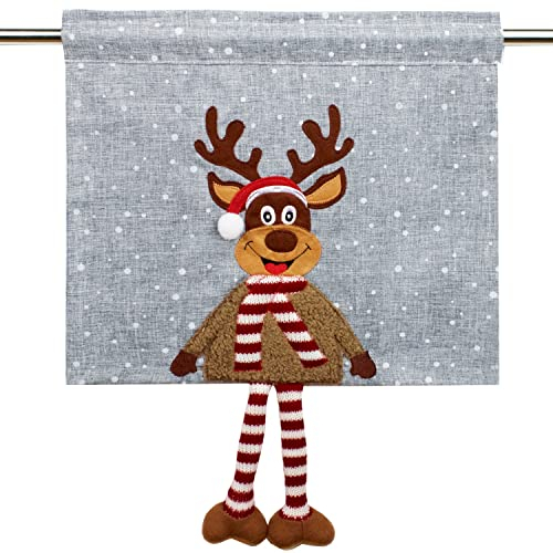 Delindo Lifestyle Scheibengardine Bistrogardine ELCH mit aufgestickten Applikationen, 35x40 cm, Moderne Gardine zu Weihnachten