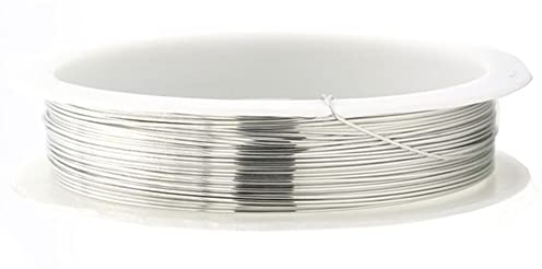 tooloflife Rollo de alambre de cobre desnudo resistente al deslustre para manualidades, bisutería, 0,2 mm, plata