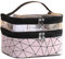 NOVAGO Vanity Trousse de Toilette Double Couches plastifié Solide Durable et imperméable (Rose)