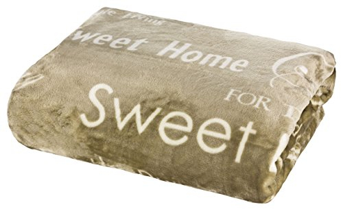 Moon Kuscheldecke/Flanelldecke zum kuscheln Schriftzug Home Sweet usw. kuschlig und weich 150x200-olive-Letters