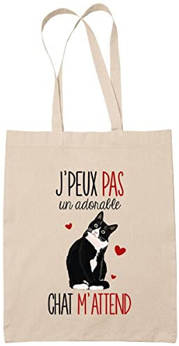 Planetee Sac Tote Bag chat j'peux pas beige