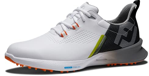 FootJoy Herren Kraftstoff Golfschuh, Weiß Schwarz Orange