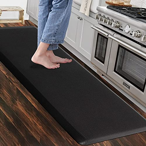 Carvapet Antiscivolo Tappetino da Cucina Anti-Fatica Stuoie in Piedi PVC Ammortizzato Comfort Tappeto da Cucina(Nero,44x152cm)
