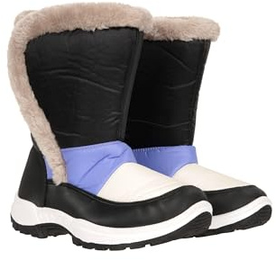Mountain Warehouse Caribou Kids Fur Trim Snow Boots - Snowproof, Fleece Lining, High Traction Sole - Perfect To Keep Your Kids Feet Warm In Cold Winter Days Light Purple Junior Shoe Size 2