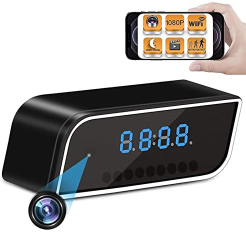 Wireless Hidden Cameras Clock, 1080P MI-NI Spy Camera Portable WiFi Nanny Cam With Night Vision And Motion Detection, Security Surveillance Camera Compatible with Indoor/Home Camera ,Anti Spy Detector