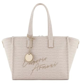 Emporio Armani Monogram Allover EW000370 AF12993 F1073 Monogram Canvas Shopper natural/off white, beige, Large