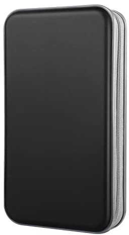 Bivisen DVD Case, CD Case Holder Wallet Binder 96 Capacity CD/DVD Cases Storage Holder Binder Organizer Wallet Book for Car Home Travel (Black)