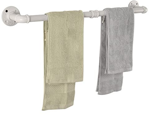 LINKPIPES Rohr Handtuch Bar Wand befestigte industrielle Handtuch Rack Halter Rustikale Heavy Duty Badezimmer Hardware (24 inch, Weiß)