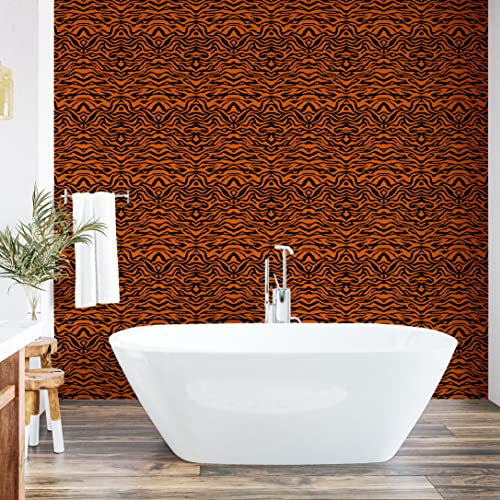 ABAKUHAUS Safari abziehbare & klebbare Tapete für Zuhause, Dschungel-Tiger-Haut-Streifen, selbstklebendes Wohnzimmer Küchenakzent, 33 cm x 250 cm, Orange und Dunkelgrau