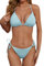 Zuvebamyo Damen Zweiteiliges Bikini Badeanzug Set – Sexy RIPP-Optik Triangle Top, Badeanzüge mit Bindebändern, Cheeky Bikini Sets, Babyblau, Large
