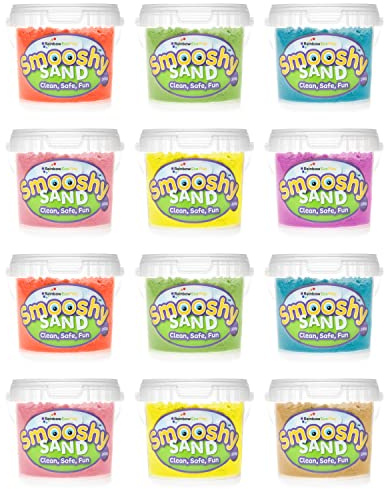 Rainbow Eco Play - Magic Sand – Coloured Sand for Kids – Childrens Play Sand – Sensory Toys – Natural – Sensory Play – ASMR Toys – Party Bag Fillers - Smooshy – Assorted Colours – 12 x 300g