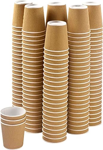 Best House EcoWise Coffee Cups 4 Oz/120 ml Brown Ripple Wall Design, 100% Natural and Recyclable, Eco-Friendly Drinking Cups Great for Hot Coffee, Tea & Cold Drinks (Pack of 25)