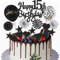 Yunchu Online Happy 15th Birthday Tortendeko Schwarz für Junge Mädchen - Kuchen Topper 15 Jahre Kuchendeko - Cupcake Toppers