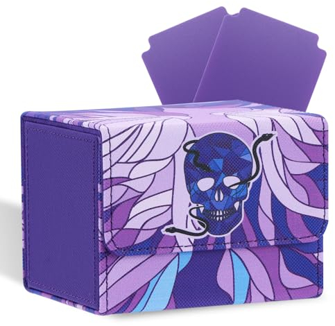 tombert 150+ Premium Deck Box Case für MTG PTCG, große Kapazität mit 2 Trennwänden, passend für 100+ Sleeved Cards TCG Sammelkartenspiele (horizontal, lila)