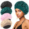 4PCS Silk Bonnet for Sleeping,Hair Satin Bonnets for Black Women Men,Hair Wrap Cap for Curly Hair,Elastic Wide Band Hair Bonnet Shower Cap for Sleeping (Black & Peacock Blue & Pink & Khaki)