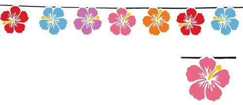 PARTY DISCOUNT NEU Girlande Hibiskus-Blüten aus Pappe, ca. 3m