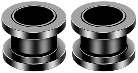 Decentraland Schwarz 2 Stück 316L Edelstahl O Ohrmessgeräte Tunnel Ohren Schraubverschluss Körperpiercing-Schmuck 12g(2mm)