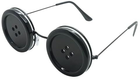 XHBTS Knopfaugen Brille Coraline Halloween Kostüm Zubehör Cosplay (Black A)