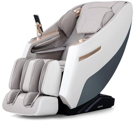 COSTWAY Massagesessel, Zero Gravity SL Track Shiatsu Massagestuhl Heizung & Luftdruckmassage, Ganzkörpermassagesessel mit 12 Automatik-Modi & Fernbedienung, Elektro Relaxsessel für Zuhause (Weiß)