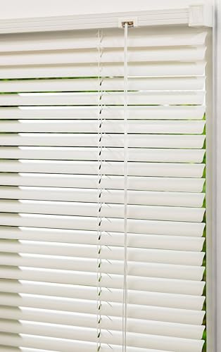 Lister Cartwright 25mm PVC Venetian Blinds Windows Blind Easy Fit Child Safety Included (White, 180 cm Width x 160 cm Drop)