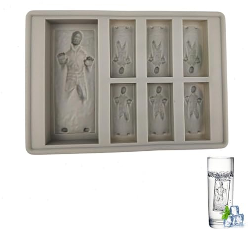 Molde de hielo de silicona Starwars, bandejas de hielo con forma de Han Solo con tema de Starwars de silicona sin BPA para congelador, bandeja de hielo de calidad alimentaria, ideal para gelatina,