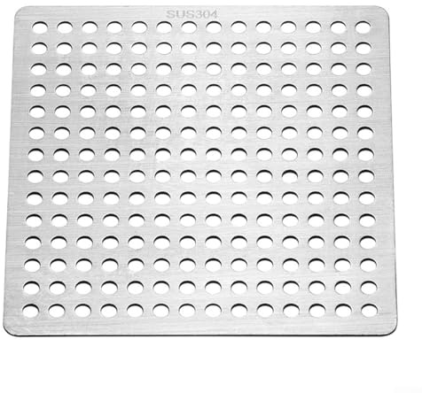 GLOBALHUT Quadratischer Bodenablauffilter, Edelstahl, quadratisch, für Badezimmer, Dusche, Waschbecken, Abfluss, Haarfilter, Abdeckung, 15 cm (15 cm)