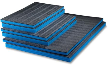 GUARDIQUE Multilayer Schaumstoff 800 x 600 x 30 mm, 1 Stk., Shadow Foam, Schneiden und Abziehen, Anpassbare, Kaizen, Werkzeugeinlage für Werkzeug, Kamera, Werkzeugkoffer, Werkzeugwagen, Blau & Schwarz